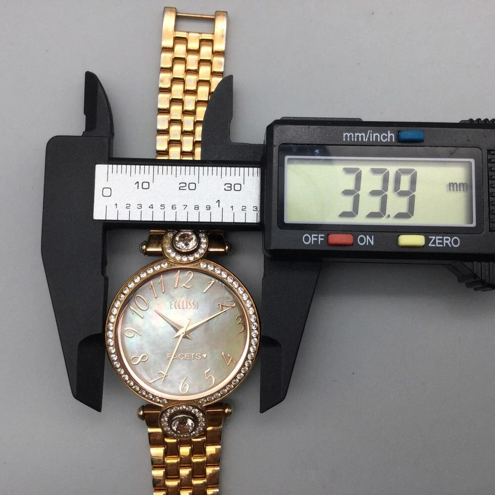 Ecclissi Facets Women Watch 34mm MOP Crystal Rose Gold Tone New Battery 5.5